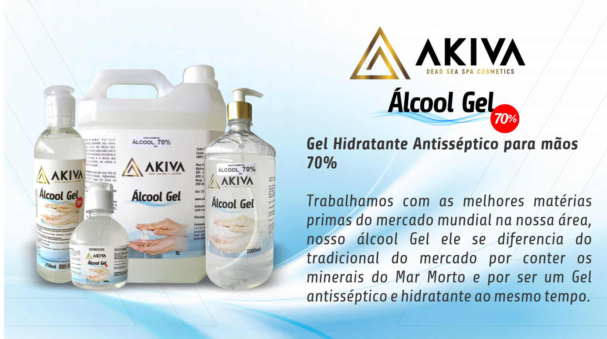 Hidratante para as mãos Antisséptico 70%